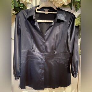 Navy blue satin Ann Taylor Blouse
